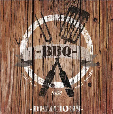 Produktbild von 20 Servietten Barbecue Time brown - Grillsaison mit Besteck 33x33cm