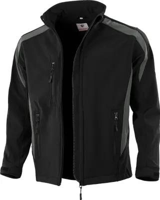 Produktbild von Qualitex Softshelljacke - wasserabweisende Outdoor-Arbeitsjacke - atmungsaktive Übergangsjacke - in Farbe: schwarz/grau - Herren: XL - Damen: 48