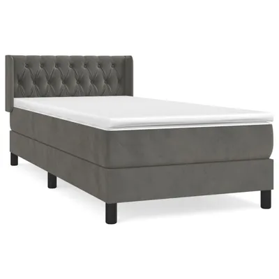 Immagine prodotto di vidaXL Letto a molle con materasso grigio scuro 90x200 cm in velluto