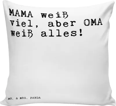 Produktbild von Mr. & Mrs. Panda kuschelkissen 40x40 MAMA weiß viel, aber... - Weiß - Geschenk, Oma, Sofakissen, Familie, Kissen, Dekokissen, Sofa, Großeltern, Lustige Sprüche, bedruckt