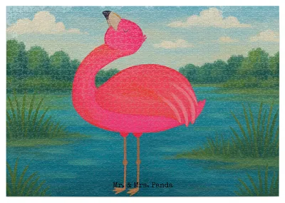 Produktbild von Mr. & Mrs. Panda Puzzle Flamingo Stolz Design 1500 Teile - Weiß - Geschenk, 1000, 300, Rosa, 500, Puzzlespiel, Mama, 2000, Freundin