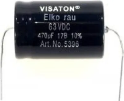 Produktbild von Tonfrequenz-Elkos mit rauer Folie 470 µF 63 VDC, 10% Toleranz