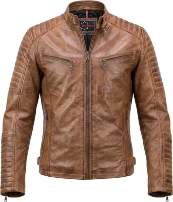 Productafbeelding van Herenjas van echt lamsleer in vintage bikerstijl met slim fit
