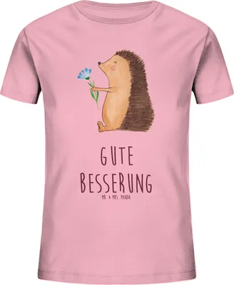 Produktbild von Mr. & Mrs. Panda Kleinkinder T-Shirt Igel Blumen 12-14 Jahre (152/164) - Baumwolle Pink - Geschenk, Krankenhaus, Kinder Baumwollshirt, Mädchen, Gute Besserung, Teenager