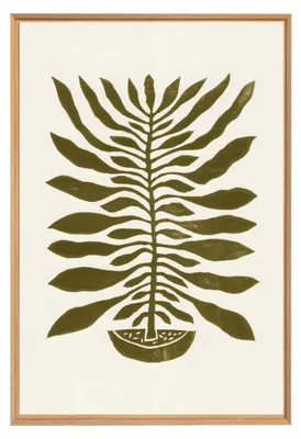 Image de Tableau mural encadré feuille verte 65x97 cm, Tableau mural moderne pour décoration intérieure