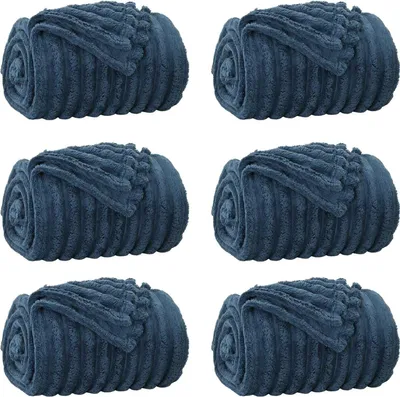 Produktbild von vidaXL Wohndecken 6 pcs Marineblau 240 x 220 cm Fleece