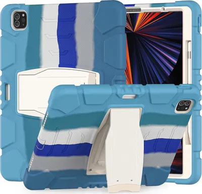 Produktbild von Tasche für iPad Pro 12.9" Gepanzert mit Ständer und Stylushalter Blau
