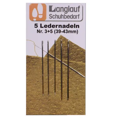 Produktbild von 5er-Pack Ledernadeln für Handnäharbeiten – Verschiedene Größen, robuste & scharfe Nadeln mit eckiger Spitze, ideal für Lederverarbeitung & Polsterarbeiten (Nr. 3 + 5 / 39 - 43mm)