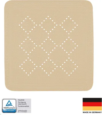 Immagine prodotto di Spirella Tappetino da doccia Tappetino da doccia antibatterico antiscivolo con ventose - Alaska Bahama Beige - circa 55 x 55 cm