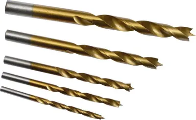 Produktbild von 5 Stück Hartmetall-Holzbohrer Ø 4–10 mm mit TIN-Beschichtung