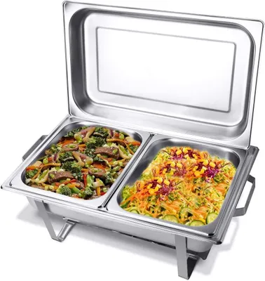 Immagine prodotto di Bc-elec - F433-2 Scaldavivande Scalda buffet 2x GN1/2 a bagnomaria con coperchio, 60x37x29cm