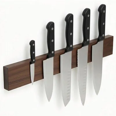Productafbeelding van Magnetische Messenhouder - 40 cm in Bamboe/Walnoot