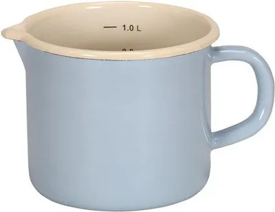 Produktbild von Famanu Milchkanne mit Literangabe - Emaille transparent