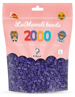 Produktbild von La Manuli Bügelperlen 2000 Stück Dunkelviolett 5 mm – Midi-Steckperlen, dunkelviolette Bastelperlen, Perlen zum Bügeln, Beads Nachfüllpack