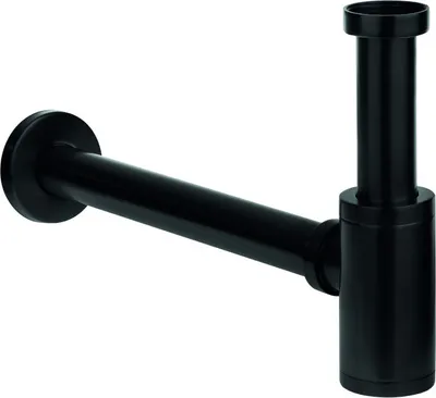 Immagine prodotto di POLA Sifone rotondo per lavabo nero CKS_761D Acciaio, finitura nera, filettatura 1⅟₄, per lavabi in acciaio serie Pola