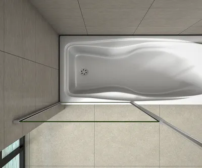Produktbild von 80x140cm Badewannenaufsatz 6mm ESG Nanoglas Duschabtrennung Duschwand mit Deckenstrebe