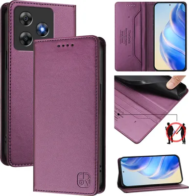 Produktbild von Lederhülle für Blackview Wave 8C/Wave 8/Oscal Flat 2 Hülle Flip Brieftasche Kartenfächern Ständer Schutzhülle Lila