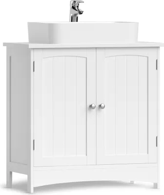 Zdjęcie produktu dla Szafka podumywalkowa VASAGLE, szafka łazienkowa z 2 drzwiczkami, regulowana półka, dużo miejsca do przechowywania, styl wiejski, 30 x 60 x 60 cm