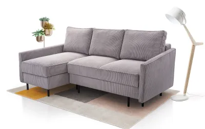 Produktbild von AX LIVING Ecksofa grau Romanii 3sitzer mit Schlaffunktion 220 cm breit L
