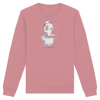 Produktbild von Mr. & Mrs. Panda Baumwoll Sweatshirt Panda Backen Größe XXL - Canyon Pink - Geschenk, Sweater, Hobbybäcker, Pulli, Kuchen, Pullover, Bio