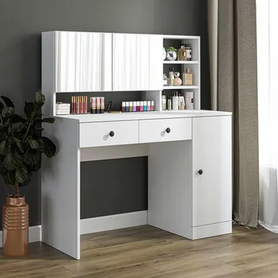 Imagen del producto de Skye Decor, tocador de alta calidad, 100% melamina, blanco, 120x132x45 cm, de 3 piezas
