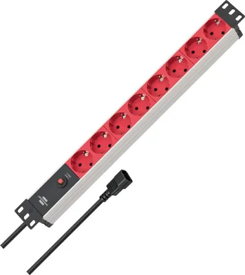 Produktbild von Brennenstuhl 1390007118, 2 m, Drinnen, IP20, Schwarz, Rot, 8 AC-Ausgänge, 10 A