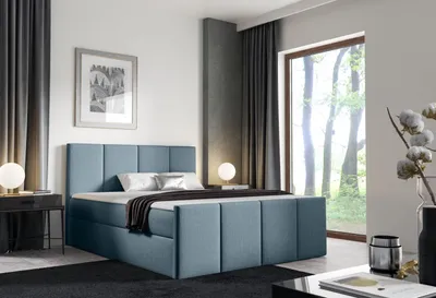 Produktbild von Bett mit Matratze und Lattenrost LOLA – 160x200, blau 3 + ER Topper