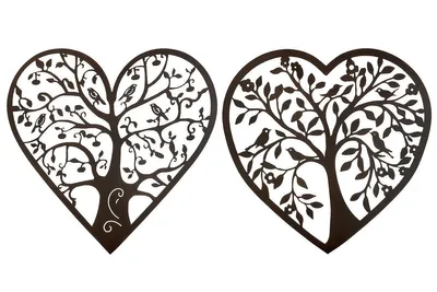 Obrázek produktu pro Gilde Wandrelief, Herz, Herzbaum, Lebensbaummotiv, Metall, dunkelbraun, VE 2, 2fach sortiert Höhe: 60.00 cm Breite: 60.00 cm Tiefe: 1.50cm 67326