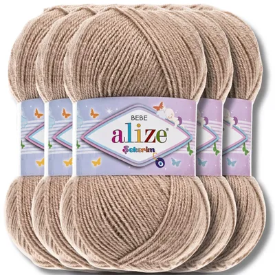 Produktbild von Alize 5x 100g Sekerim Bebe Wolle, Uni, Stricken, Häkeln (Safüri - 256)