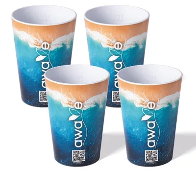 Produktbild von AWAVE® Trinkbecher 300 ml rPET Set 4-teilig, mit Eichstrich
