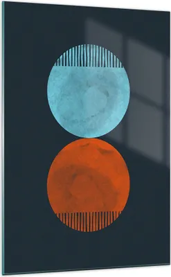Produktbild von Bilder auf glas - Einteilig - Abstraktion Blau Rot - 70x100cm - Glasbilder - Wandbilder - Bilder - zum Aufhängen bereit - Wanddekoration aus Glas - Glas Bilder - Wandbild auf Glas - GPA70x100-4720