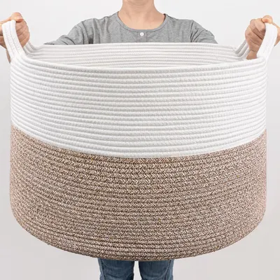 Produktbild von Großer Aufbewahrungskorb, 83L Decke Korb für Wohnzimmer, gewebter Aufbewahrungskorb, großer Wäschekorb für Kleidung, Weihnachtsbaum Korb, 21,7 x 13,8 Zoll