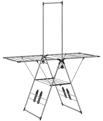 Obrázek produktu pro Skládací sušák na prádlo s nastavitelnými křídly | Barva: stříbrná, černá | Rozměry: 68 x 156,5 x 192 cm