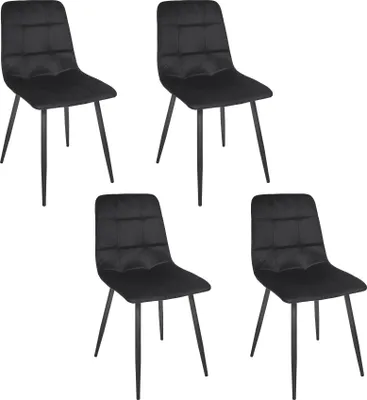 Image de Lot de 4 Chaises - HOME DECO FACTORY - Mateo - Confortables - Noires