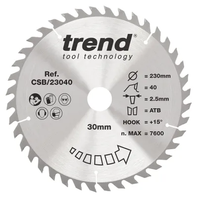 Image de Lame de scie circulaire TCT, diamètre 230 mm, 40 dents, alésage de 30 mm