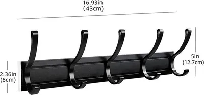 Produktbild von INF Türhakenleiste aus Aluminiumlegierung mit verstellbaren Haken Schwarz