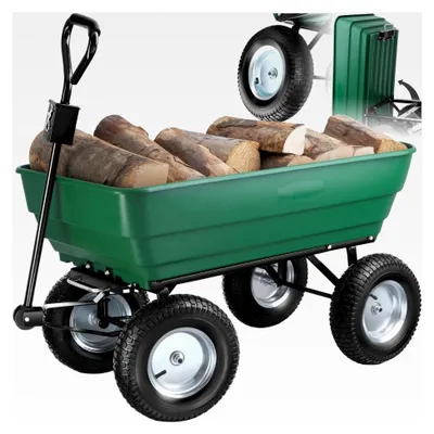 Produktbild von Bollerwagen, Handwagen, Transporter mit Kippfunktion, Rollwagen mit Lenkachse, Trolley, als Einkaufswagen, Bastelwagen, Transportkarre, Gartenwagen, Einkaufstrolley - Tragfähigkeit 300kg