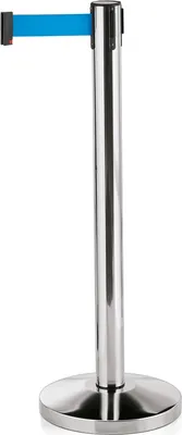 Produktbild von 4x Abgrenzungspfosten Gurtband integriert 2 Meter blau Lightflex Hochglanzpoliert