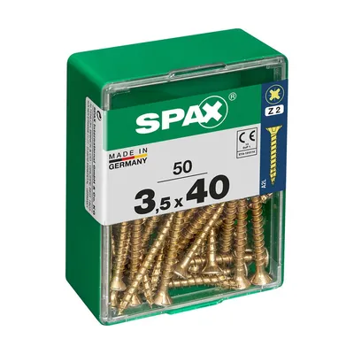 Image de Boîte 50 Unités. Vis A Bois Spax Cab. Plat Yellox 3.5x40mm Spax