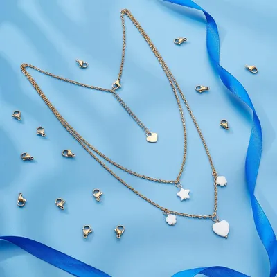Produktbild von Edelstahlkarabinerhaken - 50 Stück - Gold - 15 mm - Halsketten - Schlüsselanhänger - Schmuckherstellung