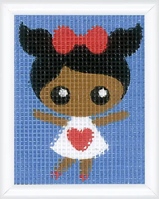 Immagine prodotto di Confezione da ricamo Vervaco per arazzo "Bambina", immagine da ricamare pre-disegnata, 12,5x16cm