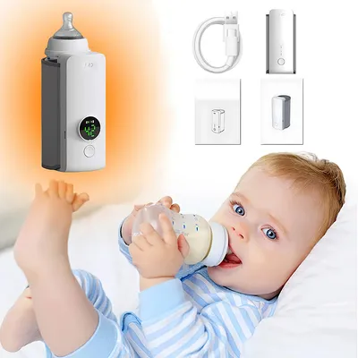 Produktbild von Flaschenwärmer für Babyflaschen, wiederaufladbar, universelle Passform, schnell & kompakt, ideal für unterwegs, bis zu 5 Stunden Akkulaufzeit