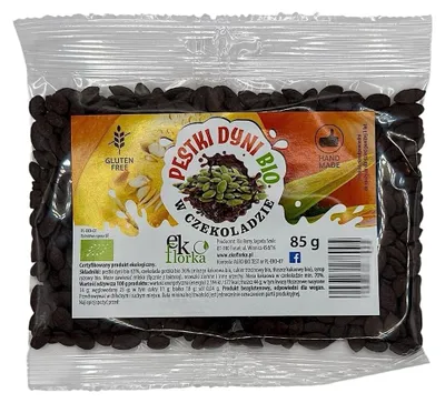 PESTKI DYNI W CZEKOLADZIE BEZGLUTENOWE BIO 85 g - EKOFLORKA