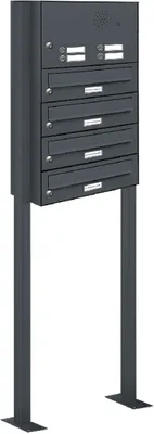 Produktbild von 4er Briefkasten Standanlage Freistehend RAL 7016 Anthrazit Klingel