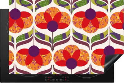 Produktbild von KitchenYeah© Herdabdeckplatte Retro - Flower Power - Vintage - Farben , 81x52cm, Küche Deko, Glaskeramikkochfeld Herdabdeckung, Abdeckplatte fùr Kochfeld
