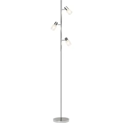 Produktbild von BRILLIANT LED Standleuchte Lea | zeitlose Stehleuchte | 3-flammig | Metall/Glas | eisen/chrom/weiß | Köpfe schwenkbar | 3x E14 max 4 W