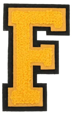 Chenille Buchstaben-Patch F, 10,2x6,5 cm, gelb, zum Aufnähen/Bügeln