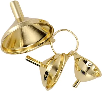 Imagen del producto de Conjunto de embudos de acero inoxidable, de 3 piezas, color dorado, para la cocina