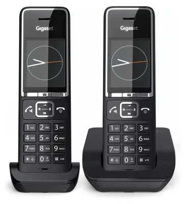 Produktbild von Gigaset COMFORT 550 DUO, DECT-Telefon, Kabelloses Mobilteil, Freisprecheinrichtung, 200 Eintragungen, Anrufer-Identifikation, Schwarz