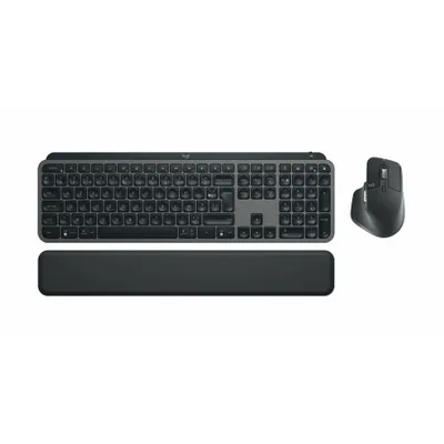 Produktbild von Logitech Master MX Keys S Combo, Kabellos, Bluetooth, Scherenschalter, AZERTY, LED, Graphit